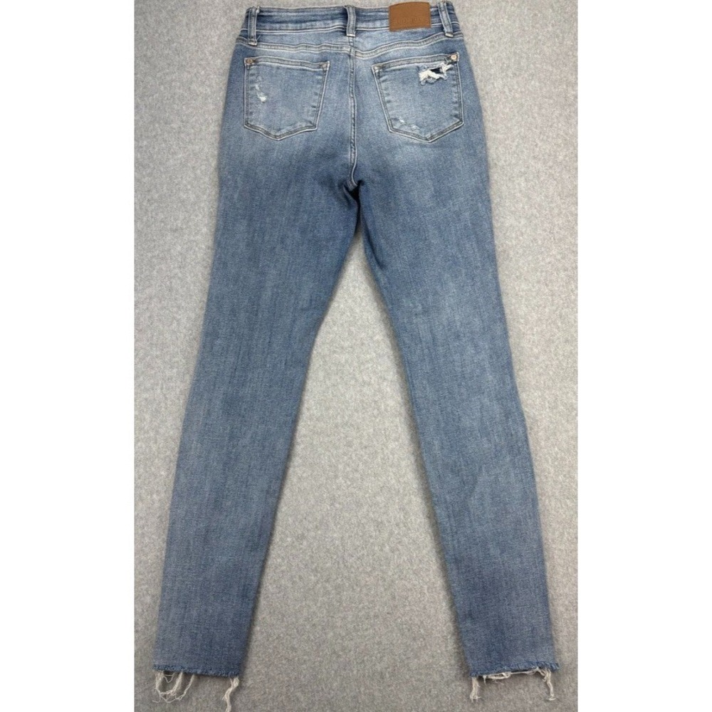 Judy Blue Skinny Fit Jeans Sz 7/28 Destroyed Light Wash Stretch Raw Hem Punk Fun - Picture 9 of 12